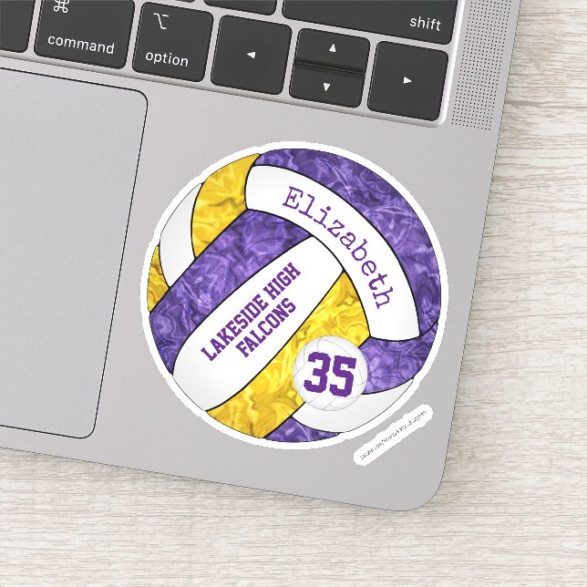 purple gold girls volleyball w school mascot name (Detail)