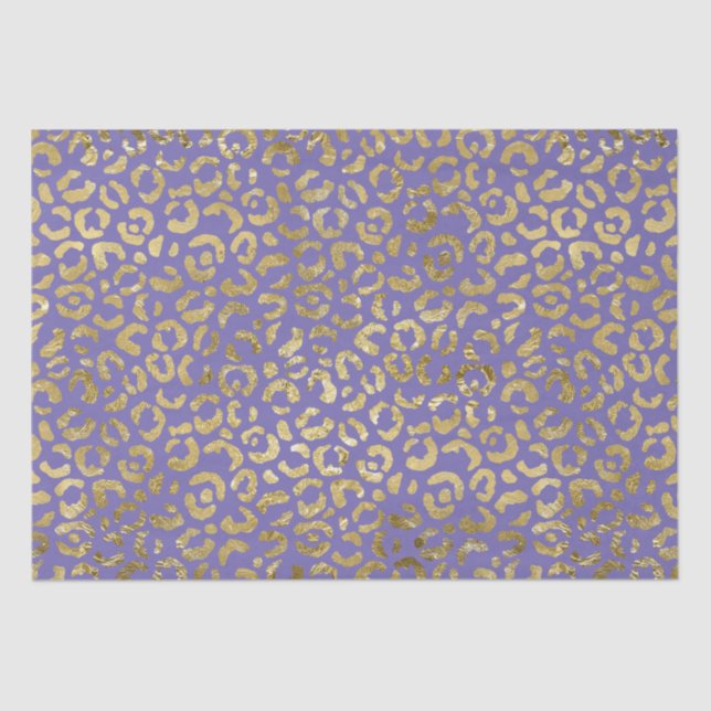 Purple Gold Glam Leopard Print Tissue Paper (Front)