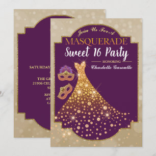 Purple Gold Glam Sweet 16 Birthday Invitation