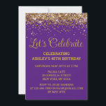 Purple Gold Glitter 45th Birthday Let's Celebrate Invitation<br><div class="desc">Forty-fifth chic invite for her,  Editable template Glam 45 party,  digital Any Age Instant download,  40th 41st 42nd 43rd 44th,  personalised 46th 47th 48th 49th,  Custom best friend Modern Calligraphy,  Forty first second third fourth,  fifth sixth seventh eighth ninth,  Personalised Elegant trendy  Golden Adult,  script simple celebration stylish wife</div>