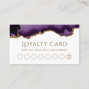Purple gold glitter agate loyalty card