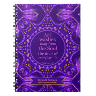 Purple Gold Glitter Art Mandala Creative Pages Notebook
