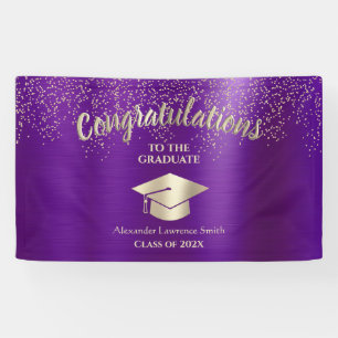 Purple Gold Glitter Class of 2021 Graduation Banner