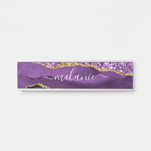 Purple Gold Glitter Custom Name Door Sign