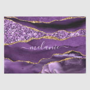 Purple Gold Glitter Custom Name Tissue Paper