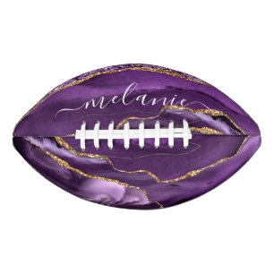 Purple Gold Glitter Football with Custom Name American Football