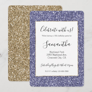 Purple Gold Glitter  Invitation