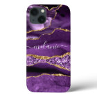 Purple Gold Glitter iPhone Case with Custom Name