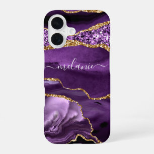 Purple Gold Glitter iPhone Case with Custom Name