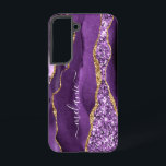 Purple Gold Glitter Marble Custom Name Personalise Samsung Galaxy Case<br><div class="desc">Samsung Galaxy Cases or iPhone Cases with Agate Purple Violet Gold Glitter Geode Custom Name Sparkle Marble Personalised Birthday - Anniversary or Wedding Gift / Suppliest - Add Your Name - Text or Remove - Make Your Special Gift - Resize and move or remove and add text / elements with...</div>