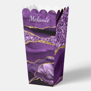 Purple Gold Glitter Marble Custom Name Popcorn Box