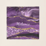 Purple Gold Glitter Marble Custom Your Name Scarf<br><div class="desc">Scarf with Agate Purple Violet Gold Glitter Geode Custom Name Sparkle Marble Personalised Birthday - Anniversary or Wedding Gift / Suppliest - Add Your Name - Text or Remove - Make Your Special Scarves Gift - Resize and move or remove and add text / elements with Customisation tool. Design by...</div>