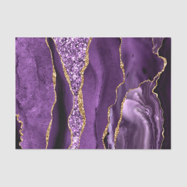 Purple Gold Glitter Marble Tissue Paper (Front)