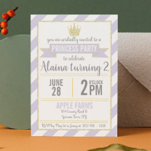 Purple Gold Glitter Princess Birthday Invitation