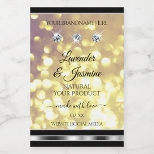 Purple Gold Glitter Product Labels Diamonds Silver