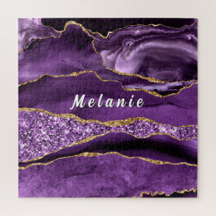 Purple Gold Glitter Puzzle Gift Personalized Name