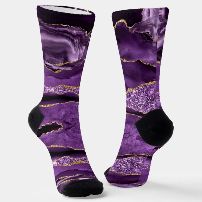 Purple Gold Glitter Socks (Angled)