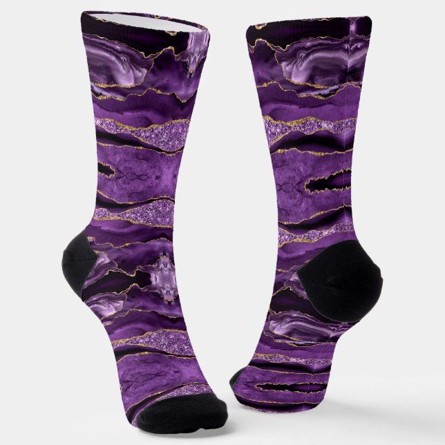Purple Gold Glitter Socks (Angled)