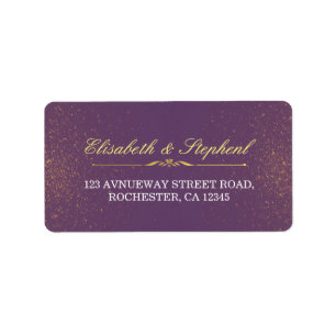 Purple Gold Glitter Sparkle Wedding Address Labels