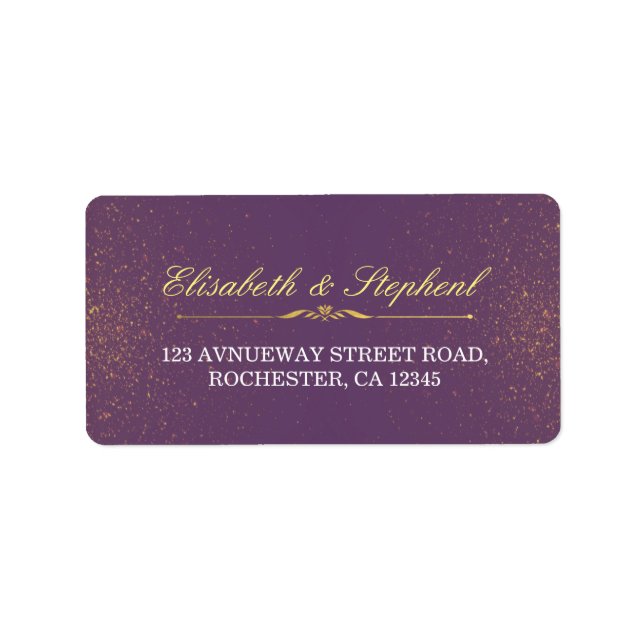 Purple Gold Glitter Sparkle Wedding Address Labels (Front)