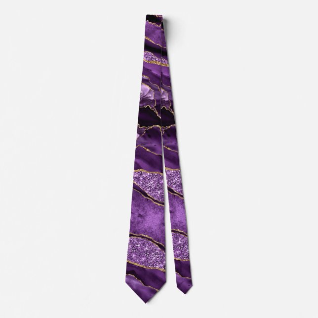 Purple Gold Glitter Sparkly Neck Tie (Front)