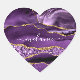 Purple Gold Glitter Sticker with Custom Name