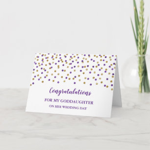 Purple Gold Goddaughter Wedding Day  Card