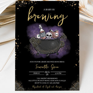 Purple Gold Gothic Halloween Baby Shower Invitation