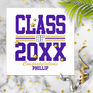 Purple|Gold Graduating Class Year Napkin