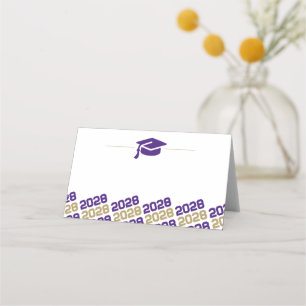 Purple Gold Graduation Cap Folding Label, Food or Place Card