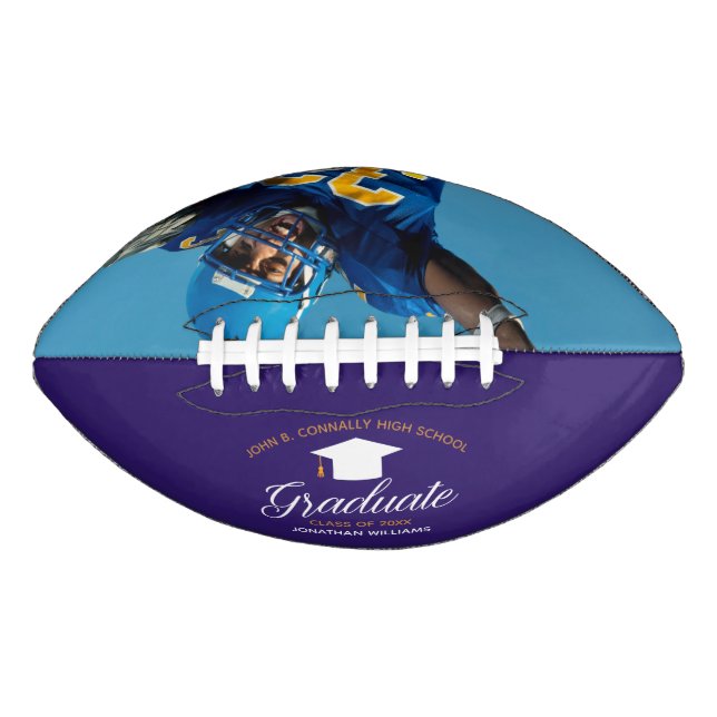 Purple Gold Graduation Custom Graduate Photo American Football (Front)