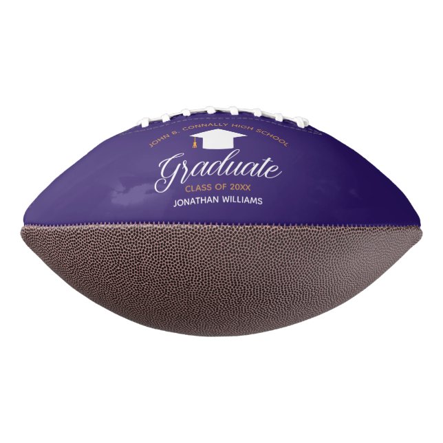 Purple Gold Graduation Customized Senior American Football (Rotated 270)