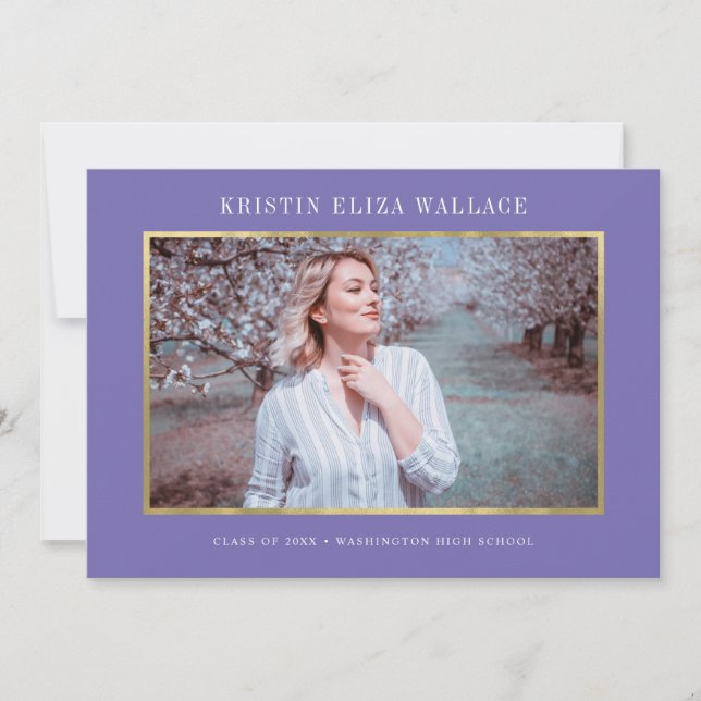 Purple & Gold Graduation Invitations (Front)