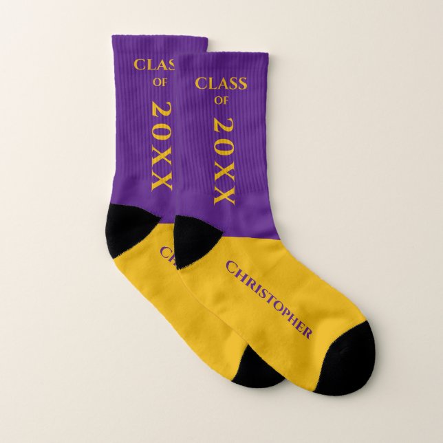 Purple Gold Graduation Socks (Pair)