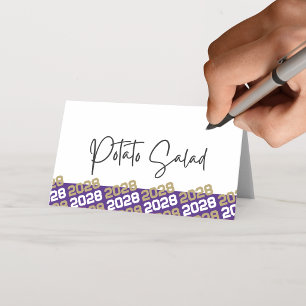 Purple & Gold Graduation Year Folding Food or Place Card