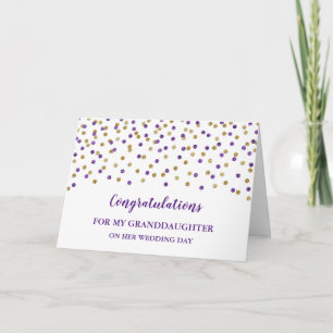 Purple Gold Granddaughter Wedding Day  Card