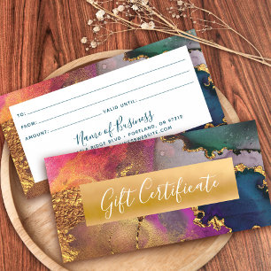 Purple Gold Green Blue Watercolor Gift Certificate