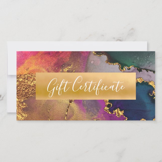 Purple Gold Green Blue Watercolor Gift Certificate (Front)