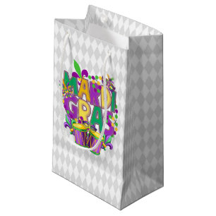 PURPLE GOLD GREEN HAPPY MARDI GRAS SMALL GIFT BAG
