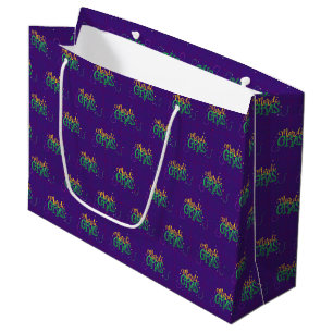 PURPLE GOLD GREEN MARDI GRAS LARGE GIFT BAG