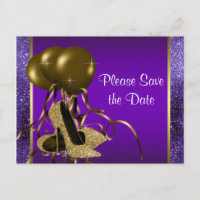 Purple Gold High Heel Shoe Save The Date