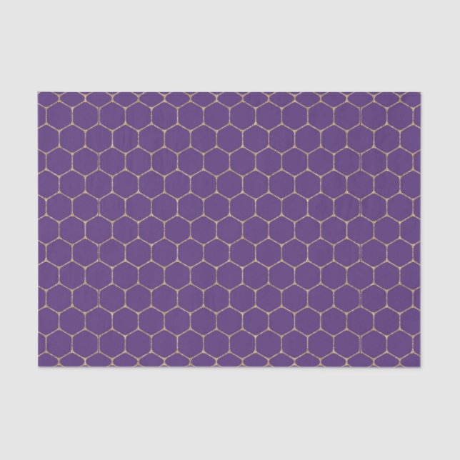 Purple & Gold HoneyComb (Design 16 Purple Series) Tissue Paper (Front)
