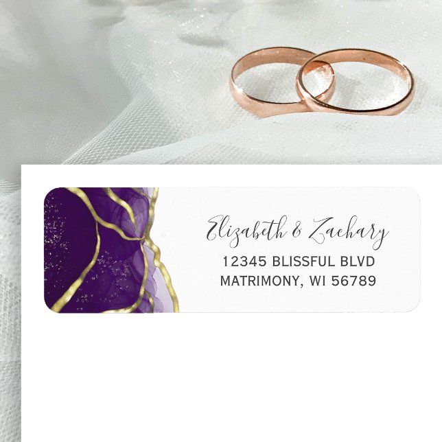 Purple Gold Ink Wedding Return Address (Creator Uploaded)