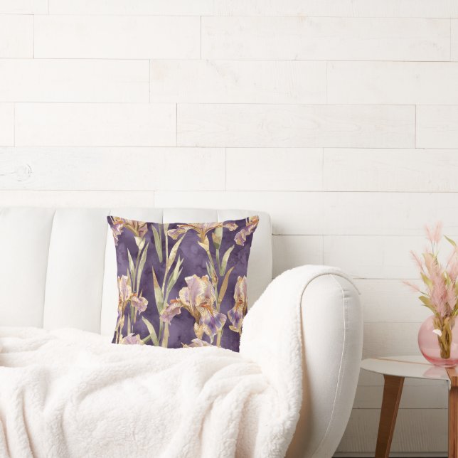Purple Gold Iris Flowers Cushion (Couch)