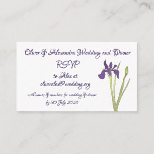 Purple & Gold Iris Watercolor Minimalist Wedding Enclosure Card