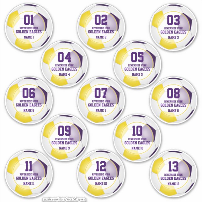 purple gold kids soccer team colours 13 custom (Front)