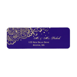 Purple Gold Lace Henna Return Address Label