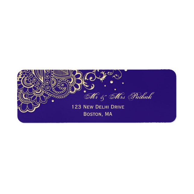 Purple Gold Lace Henna Return Address Label (Front)