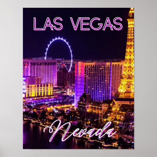 Purple & Gold Las Vegas Vibes Nevada Skyline Poster (Front)