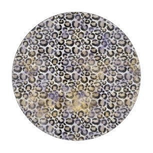 Purple Gold Leopard Print Cutting Board